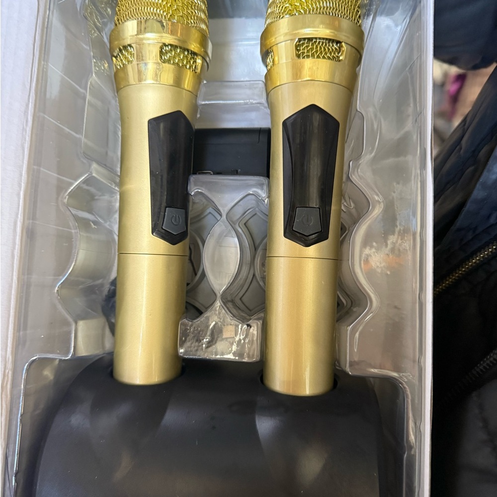 Gold Wireless Karaoke Microphone Pair